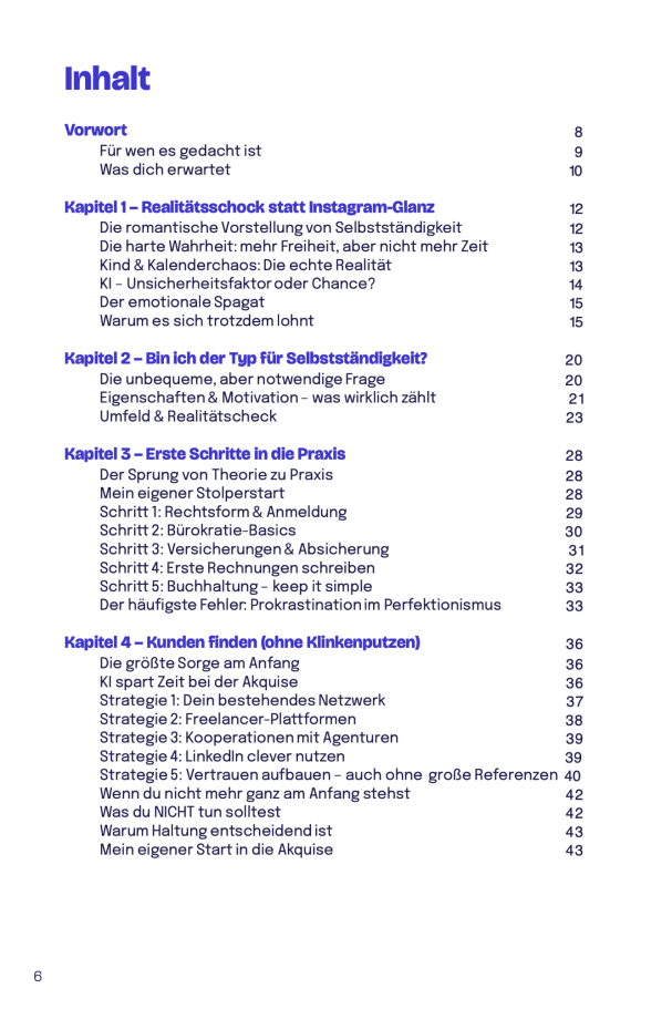 Zwischen KI, Kind & Kalenderchaos – Ausschnitt Inhaltsverzeichnis